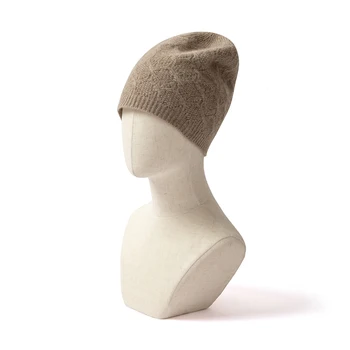Экспортная кашемировая шляпа с витым цветком для женщин, популярная осенне-зимняя модная однотонная вязаная кашемировая шляпа для защиты ушей