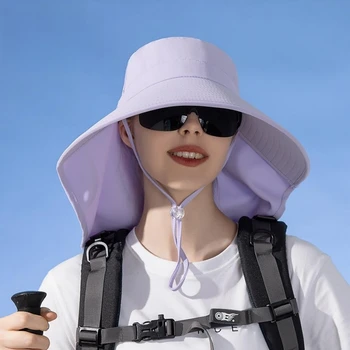 Солнцезащитная шляпа с широкими полями, женская летняя солнцезащитная шляпа для улицы с защитой от ультрафиолета со шляпой с отверстием для конского хвоста