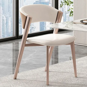 Белый обеденный стул для зала ожидания, Металлическая Удобная опора для спины, Обеденный стул для кухни, Украшение гостиной