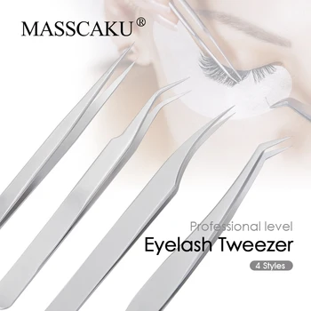 Инструменты для макияжа ресниц MASSCAKU, пинцет для наращивания ресниц из нержавеющей стали, немагнитный, 3D Набор точных пинцетов для придания объема ресницам