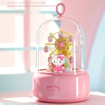 Персонажи Sanrio Колесо Обозрения Музыкальный Ночник Hello Kitty Cinnamoroll Аниме Периферийная Игрушка в виде Сердца для девочек Рождественский Подарок для детей