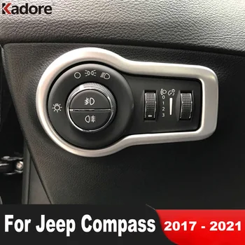 Автомобильный Головной свет, Кнопка включения лампы, Накладка на панель для Jeep Compass 2017 2018 2019 2020 2021, Матовые Аксессуары для интерьера