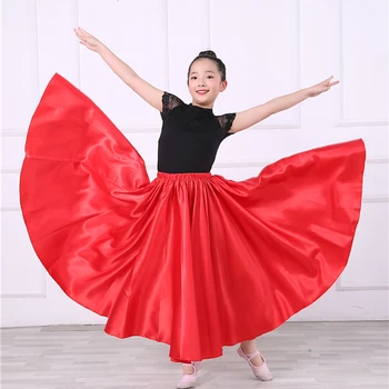10 цветов Детские костюмы для танца живота для девочек Танец живота Индийское представление в Болливуде Цыганская однотонная атласная юбка 360