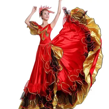 Взрослый Новый костюм для танца быка, женский костюм для выступления в современной атмосфере, открывающий танец, юбка с большими качелями