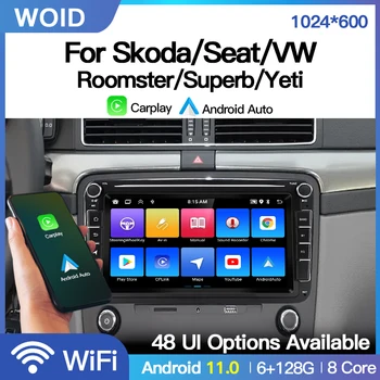 Автомобильное Радио Carplay Android 2din GPS Стерео Приемник 8 Дюймов Аудио Мультимедийный Плеер Для VW/Seat/Skoda Roomster Superb Yeti Wifi BT