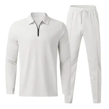 Летний Новый Модный однотонный костюм-футболка с длинным рукавом 2023, мужской повседневный Свободный Удобный Высококачественный спортивный комплект из двух предметов