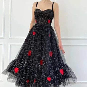 Повседневное элегантное удобное тонкое платье, весна/лето, новое женское сетчатое платье с плиссированным ремешком Love, французская юбка-качели, длинное платье 2023