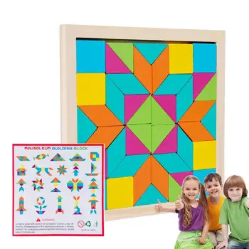Деревянные блоки головоломки геометрической формы Креативная настольная игра-головоломка для детей раннего возраста Tangram Puzzle Toy для домашней школы