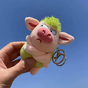 Брелок с милой зеленой свиньей для инициации, уродливая газовая свинья, буксирная свинья, сердитая свинья, плюшевая игрушка, школьный рюкзак, подвеска