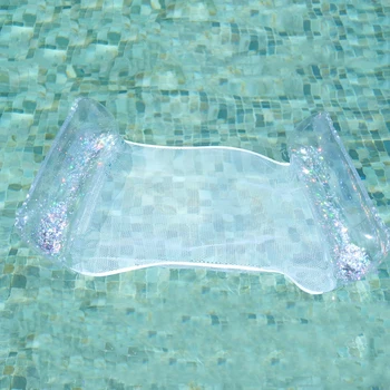 Водный Гамак с откидной спинкой Портативный надувной Плавающий матрас для плавания ПВХ Складной с блестками Игрушка для вечеринки у бассейна для взрослых