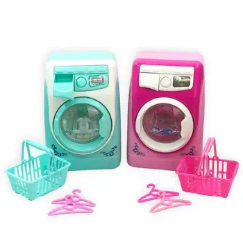 Детская Мини-Имитационная Электрическая Корзина для стиральной машины, набор игрушек для Ролевых игр, Детская Кисточка для макияжа, Игрушка для уборки и ведения домашнего хозяйства