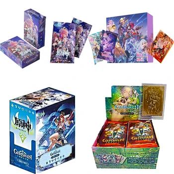 Genshin Impact Cards Аниме Игра TCG Collection Pack Booster Box Редкие SSR Игрушки для детей в подарок Семье