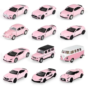 1: 36 Розовый автомобиль из сплава, игрушки для девочек, модель автомобиля, детская коллекционная модель автомобиля, подарок для девочки, игрушка F415