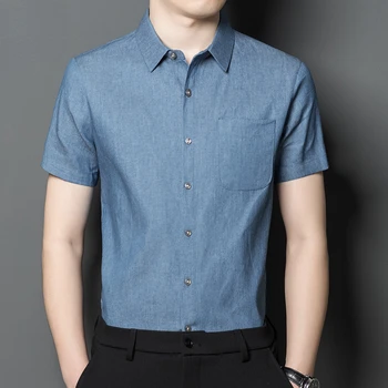 Мужская рубашка из 100% хлопка с короткими рукавами, Высококачественная Мужская одежда 2023, Летние Новые повседневные хлопковые мужские рубашки с карманами Vetements Homme