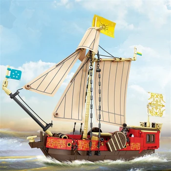 2023 Городское творчество Средневековые Военные Корабли Модель Пиратского корабля Строительные блоки Кирпичи Игрушки в подарок