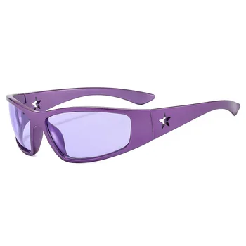 2023 новое поступление Модные солнцезащитные очки Y2K в стиле панк для женщин и мужчин, модные солнцезащитные очки с оберткой, солнцезащитные очки с украшением в виде звезд, UV400