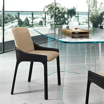 Обеденный стул в скандинавском стиле, современное минималистичное кожаное седло, легкое роскошное кресло для ресторана, кофейня, гостиничный клуб, кресло для переговоров