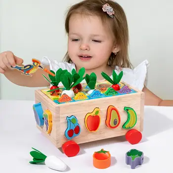 Игрушки-конструкторы для младенцев Многофункциональный набор детских конструкторов Деревянные развивающие строительные блоки Редис Фрукты для малышей
