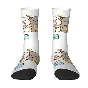Персик и Гома Моти, кот ест чипсы, Мужские и женские носки для экипажа, унисекс, милые носки с 3D-принтом