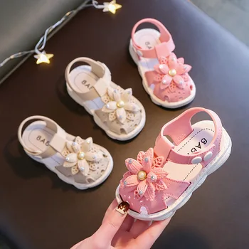 Летняя детская обувь с милым бантом, детские пляжные сандалии из ПВХ, нескользящие сандалии для маленьких девочек, обувь принцессы, первые ходунки на мягкой подошве для малышей
