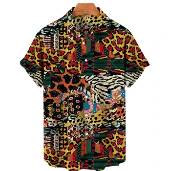Мультяшные винтажные Мужские гавайские рубашки с 3D принтом дьявола и ужасов, мужские Летние Свободные дышащие топы с коротким рукавом, одежда-рубашка из аниме