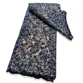 Новейшая кружевная ткань с блестками и цветами из африканской кружевной ткани, высококачественное свадебное кружево 2023 года для пошива одежды, платье из тюлевой ткани.