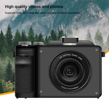 Селфи-видеокамера с двумя объективами 4K, 18-кратный цифровой зум, цифровая камера с электронной стабилизацией изображения, широкий угол для фотосъемки.