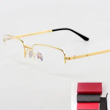 Мужская модная оправа для очков в полурамке 0255 Женские Персонализированные очки для делового чтения за компьютером Golden Glasses
