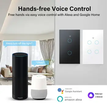Tuya Smart Life Home Домашний WiFi Беспроводной пульт дистанционного управления, Голосовое управление, сенсорный датчик, светодиодные выключатели Alexa Google Home