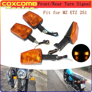 Передний задний указатель поворота, янтарная контрольная лампа, мигалка, черный пластик, E3 Emark, Мотоциклетные лампы накаливания 12 В для MZ ETZ 251