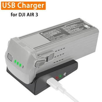 для DJI AIR 3 USB Зарядное устройство Зарядное устройство для аккумулятора 2 зарядных кабеля USB-C/A-USB-C Портативное зарядное устройство для аксессуаров дрона DJI AIR 3