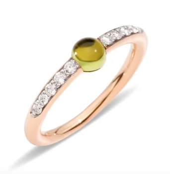 Новое маленькое круглое кольцо с цирконом, позолоченное Розово-фиолетовое кольцо с кристаллами, Изящное миниатюрное кольцо карамельного цвета.
