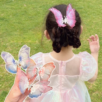 Красивые движущиеся крылья, Жемчужина, Большая бабочка, зажим для волос, милая заколка для волос, детские милые аксессуары для волос