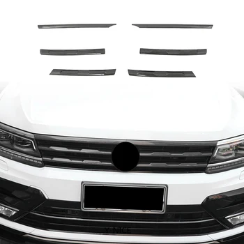 Для Tiguan MK2 2016-2021 Сетка переднего бампера из углеродного волокна, центральная решетка радиатора, молдинги для гриля, накладка на крышку