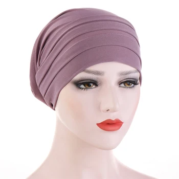 2023 Новый мусульманский капор, Хиджаб, плиссированный тюрбан, женская шапочка ярких цветов, женские головные повязки, Модный платок, Аксессуары для волос