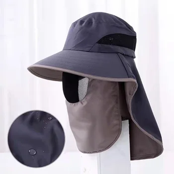 UPF50 + Рыболовная шляпа, затеняющая Солнце, большой карниз, маска для альпинизма, сетчатая дышащая наружная УФ-защита, съемное полное лицо