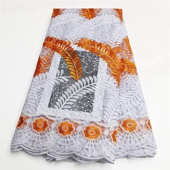Африканская кружевная ткань 5 ярдов 2023 года, высококачественная Роскошная вышивка пайетками, материал для Нигерийского свадебного платья, Французская кружевная ткань
