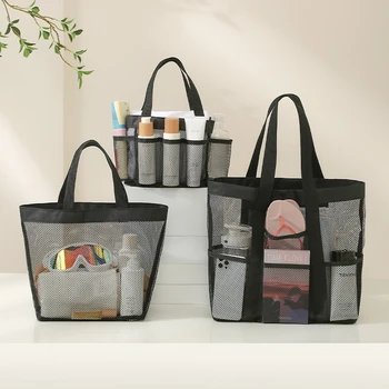 Черная сетчатая Дорожная сумка для туалетных принадлежностей, наборы для мытья на молнии, большой емкости, Косметический Органайзер для хранения макияжа, Эко-сумки