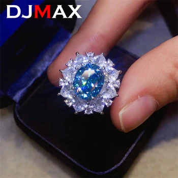 DJMAX Оригинальное Серебро 925 пробы, Роскошные Обручальные кольца Blue Lady's с бриллиантами, 3-каратный Овальный муассанит, Кольца с бриллиантами для женщин 2023 г.