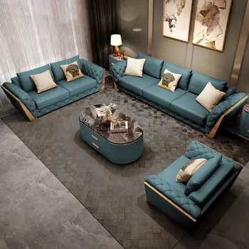 Новый постмодернистский итальянский роскошный диван для гостиной, простая комбинация кожаных диванов в гонконгском стиле