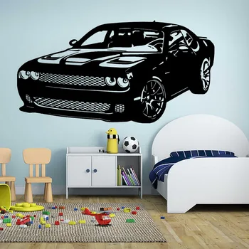 Большой для Dodge Challenger SRT с наддувом HEMI Hellcat автомобильная наклейка на стену Игровая комната Детская комната виниловый домашний декор