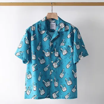 Мужская Гавайская рубашка Cuban Colla Мужская рубашка Модная Уличная одежда Летний топ с коротким рукавом Модная Новая Мужская одежда Пляжные футболки