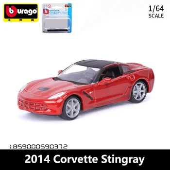 Bburago 1:64 2014 Corvette Stingray Сплавная Модель Мини-Автомобиля, Изготовленная на Заказ, и Детские Игрушки, Транспортные Средства, Карманные Украшения Для Автомобилей, Подарки Для Детей