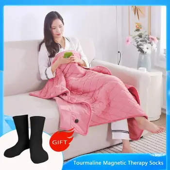 Одеяло с электрическим подогревом, Зимнее большое теплое одеяло, пригодное для носки, 5 В USB, работающее от блоков питания, Грелка для кровати, одеяло, обогреватель для тела, можно стирать