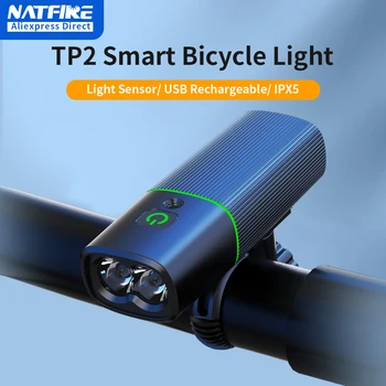 Велосипедный фонарь NATFIRE TP2 с датчиком освещенности, перезаряжаемая через USB светодиодная фара, велосипедный передний фонарь, фонарик с задним светом, опция