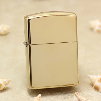 Подлинная масляная зажигалка Zippo Gold Mirror, медные ветрозащитные сигареты, керосиновые зажигалки, подарок с кодом защиты от подделки