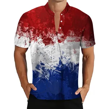Мужские рубашки с американским флагом, Патриотическая футболка с коротким рукавом, 4 Июля, США, 3D принт, уличная одежда Camisa, блузки, топы на весну-осень
