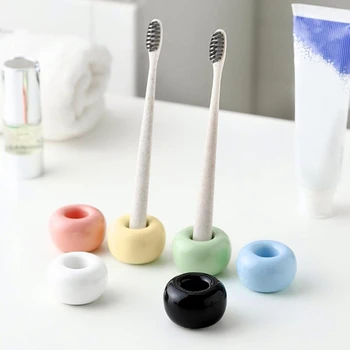 Мини-керамическая подставка для зубных щеток Для туалетного столика в ванной, прочный держатель для зубных щеток ручной работы