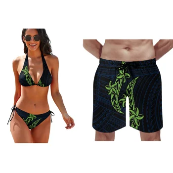 Сексуальное бикини Летние мужские плавательные брюки Шорты для бассейна Индивидуальные купальники для полинезийской пары Пляжные купальники пуш-ап