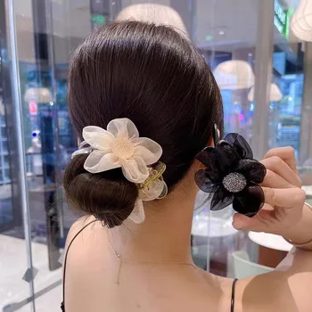 Модный прозрачный зажим для волос с фиксированной рукояткой в виде цветка, Корейский зажим для захвата из сладкого хвоща, элегантные аксессуары для волос для женщин
